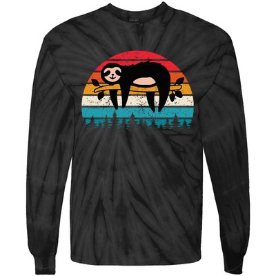 Vintage Sunset Sloths Tie-Dye Long Sleeve Shirt