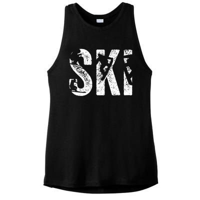 Vintage Ski Snowboard Retro Skiing Snowboarding Ski Lover Gift Ladies PosiCharge Tri-Blend Wicking Tank