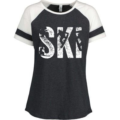 Vintage Ski Snowboard Retro Skiing Snowboarding Ski Lover Gift Enza Ladies Jersey Colorblock Tee