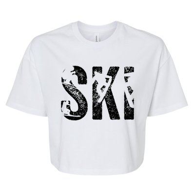 Vintage Ski Snowboard Retro Skiing Snowboarding Ski Lover Gift Bella+Canvas Jersey Crop Tee