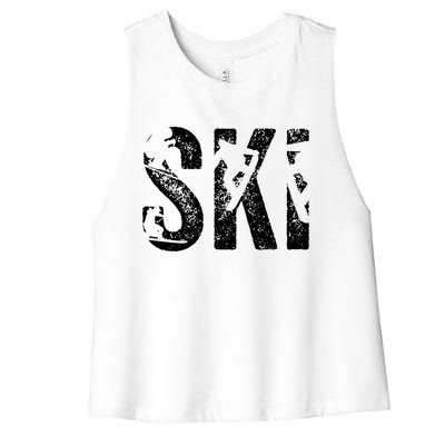 Vintage Ski Snowboard Retro Skiing Snowboarding Ski Lover Gift Women's Racerback Cropped Tank