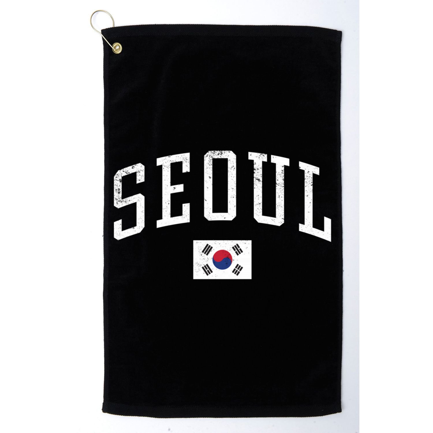 Vintage Seoul South Korea Country Flag Souvenir Vacation Cool Gift Golf Towel