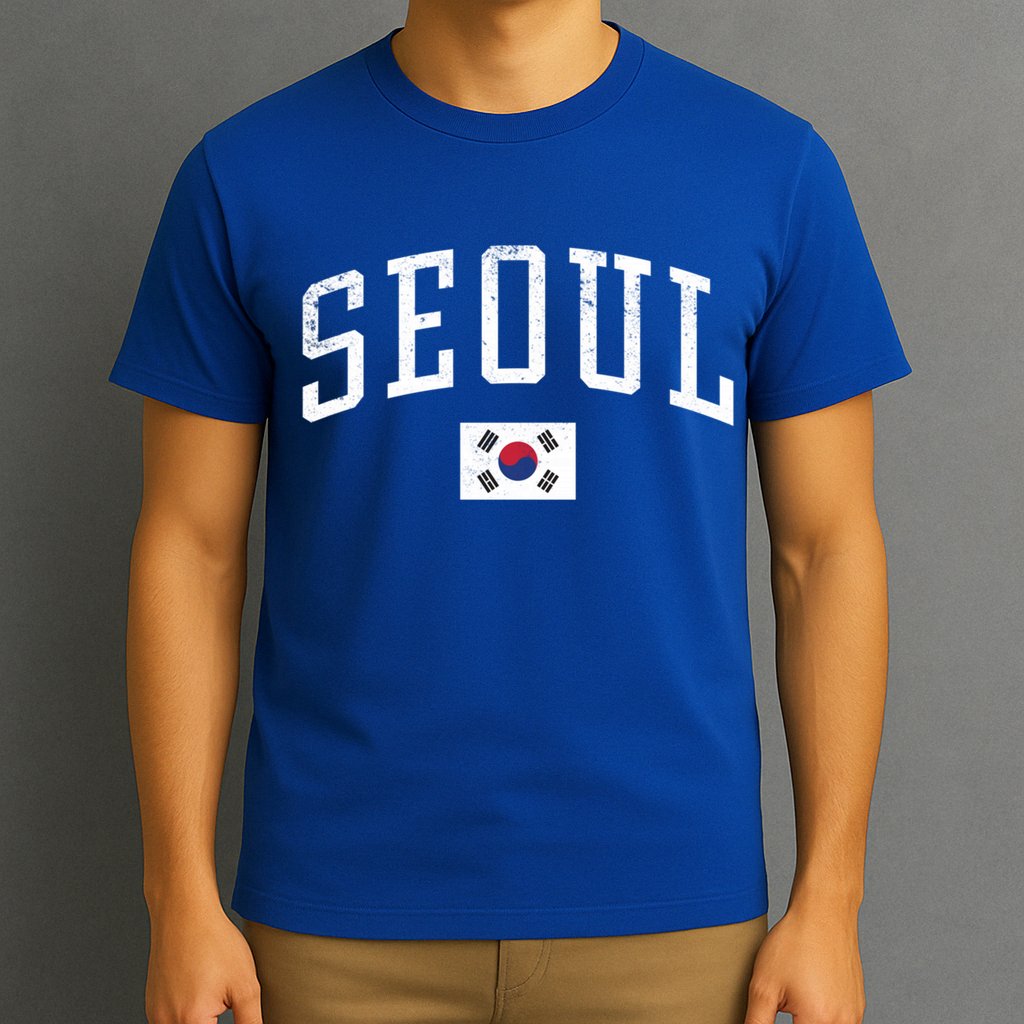 Vintage Seoul South Korea Country Flag Souvenir Vacation Cool Gift T-Shirt