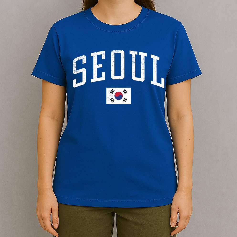 Vintage Seoul South Korea Country Flag Souvenir Vacation Cool Gift T-Shirt