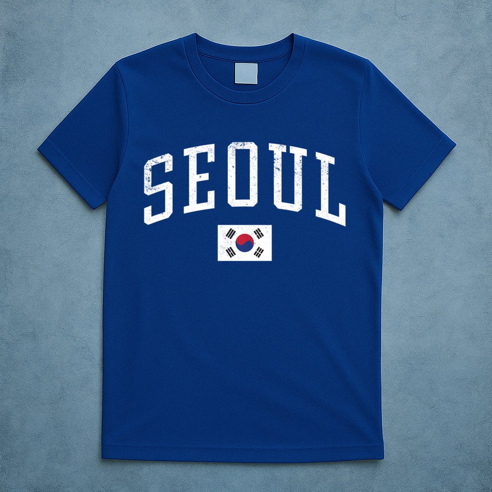 Vintage Seoul South Korea Country Flag Souvenir Vacation Cool Gift T-Shirt