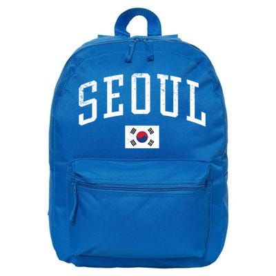 Vintage Seoul South Korea Country Flag Souvenir Vacation Cool Gift 16 in Basic Backpack