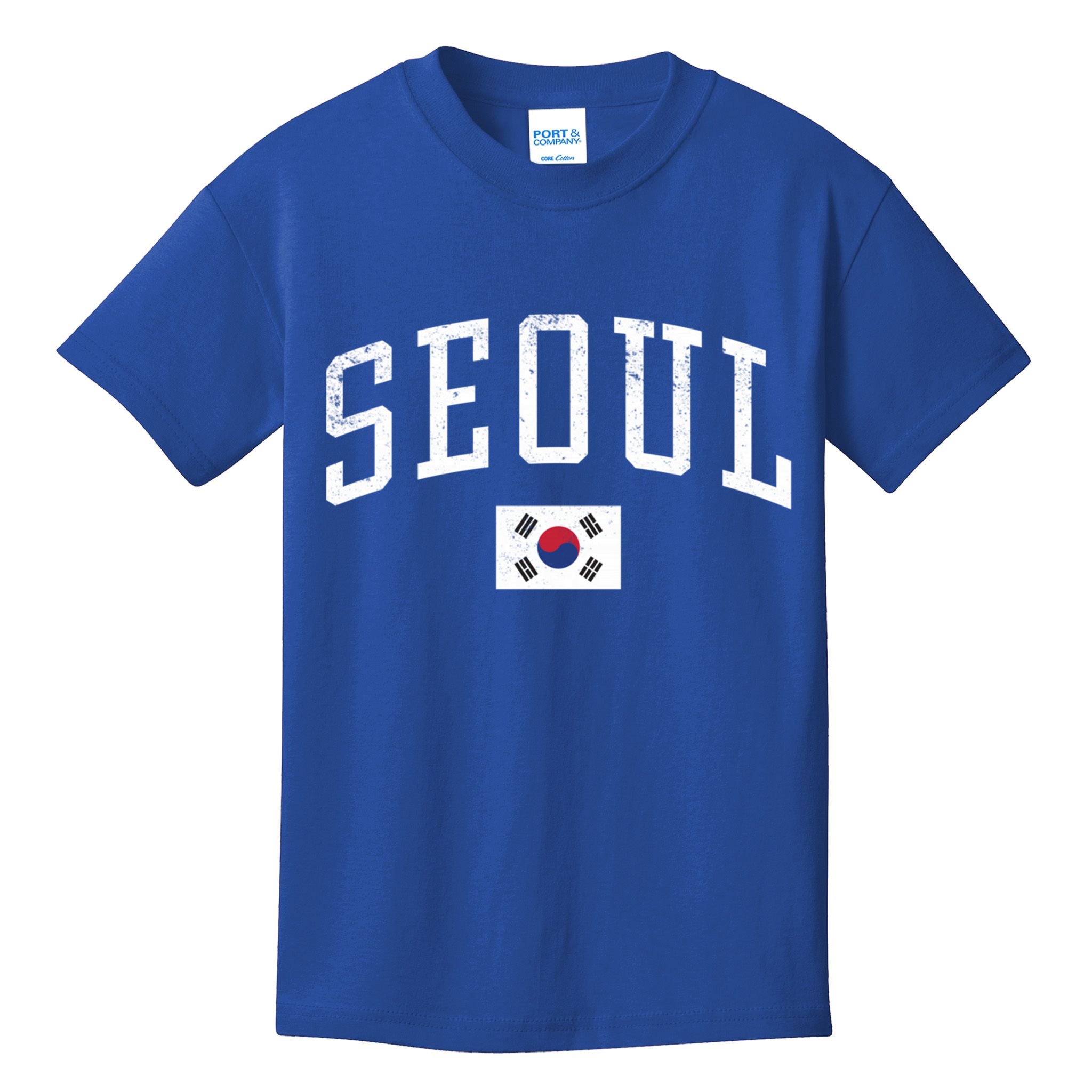 Vintage Seoul South Korea Country Flag Souvenir Vacation Cool Gift Kids T-Shirt