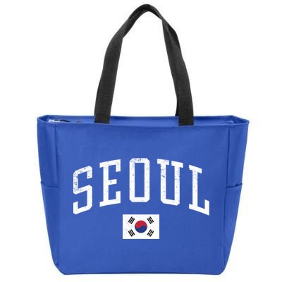 Vintage Seoul South Korea Country Flag Souvenir Vacation Cool Gift Zip Tote Bag
