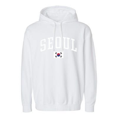 Vintage Seoul South Korea Country Flag Souvenir Vacation Cool Gift Garment-Dyed Fleece Hoodie