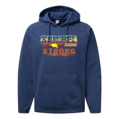 Vintage Sunset Sanibel Island FL Tee Sanibel Island Strong Performance Fleece Hoodie