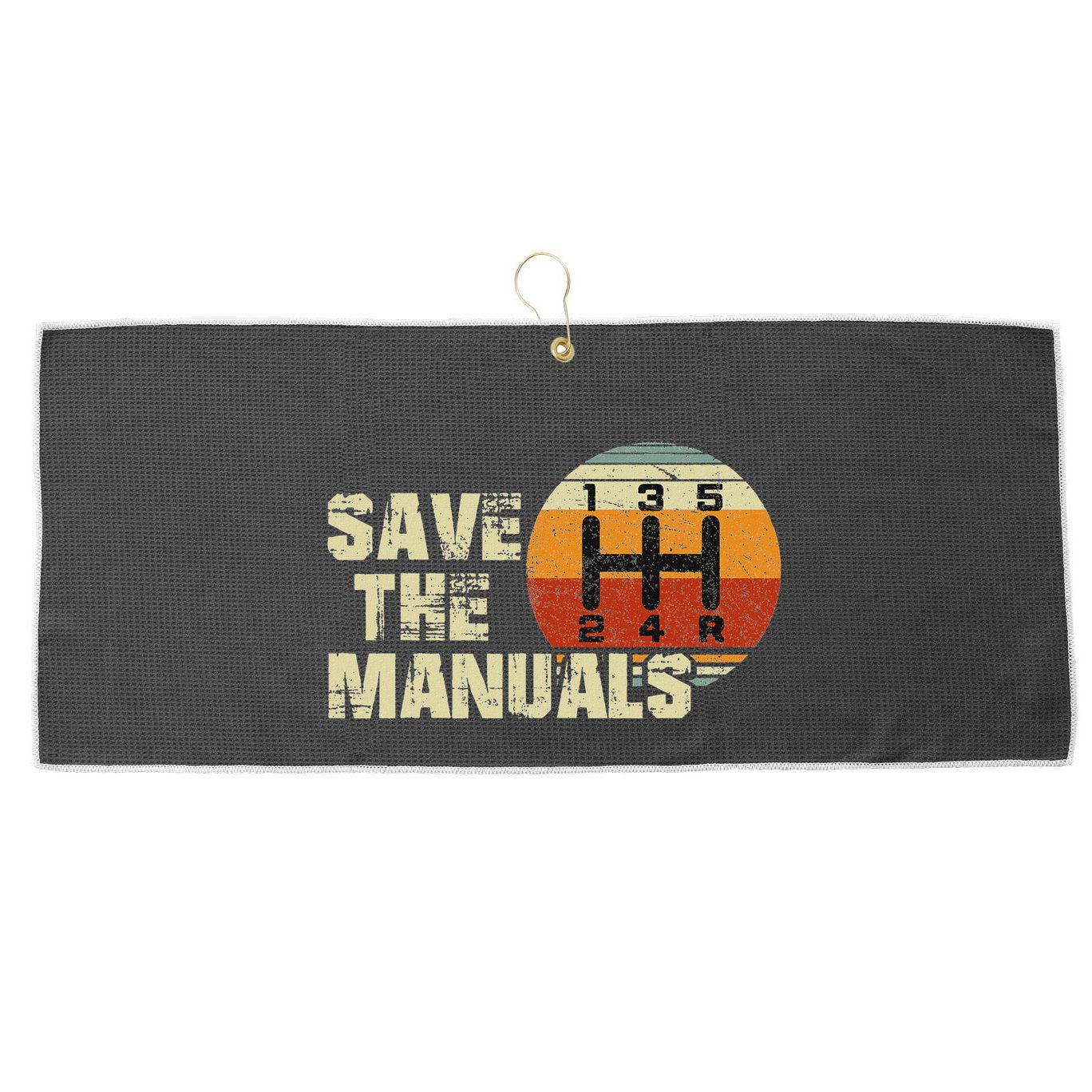Vintage Save The Stick Manual Transmission Large Microfiber Waffle Golf Towel