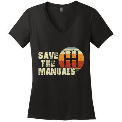 Vintage Save The Stick Manual Transmission Women's V-Neck T-Shirt