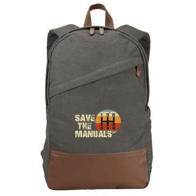 Vintage Save The Stick Manual Transmission Cotton Canvas Backpack