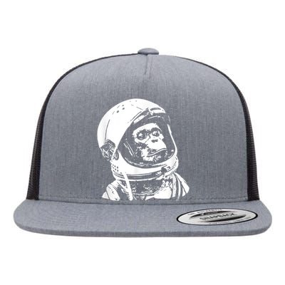 Vintage Space Travel Astronaut Monkey Flat Bill Trucker Hat