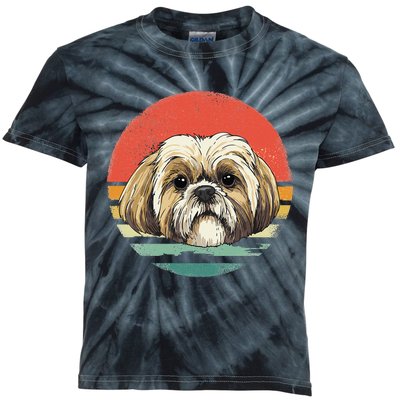 Vintage Shih Tzu Dog Animal Face Pet Puppy Shih Tzu Mom Dad Kids Tie-Dye T-Shirt