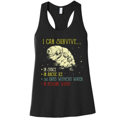 Vintage Science Tardigrade Gifts Microbiology Water Bear Women's Racerback Tank