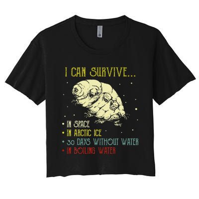 Vintage Science Tardigrade Gifts Microbiology Water Bear Women's Crop Top Tee