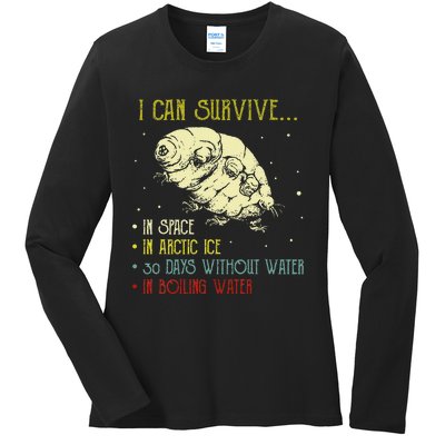 Vintage Science Tardigrade Gifts Microbiology Water Bear Ladies Long Sleeve Shirt