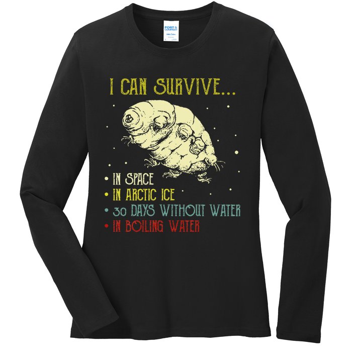 Vintage Science Tardigrade Gifts Microbiology Water Bear Ladies Long Sleeve Shirt