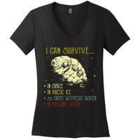 Vintage Science Tardigrade Gifts Microbiology Water Bear Women's V-Neck T-Shirt