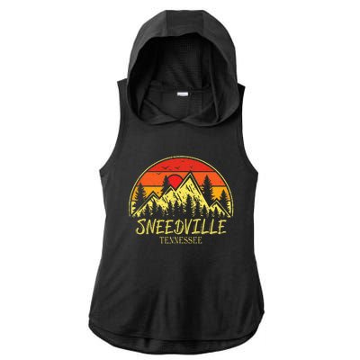 Vintage Sneedville Tennessee TN Mountains Hiking Souvenir Ladies PosiCharge Tri-Blend Wicking Draft Hoodie Tank