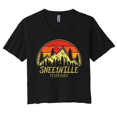 Vintage Sneedville Tennessee TN Mountains Hiking Souvenir Women's Crop Top Tee