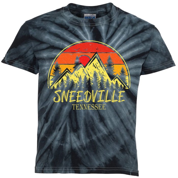 Vintage Sneedville Tennessee TN Mountains Hiking Souvenir Kids Tie-Dye T-Shirt