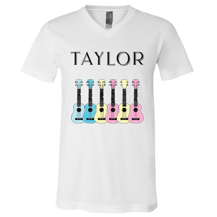 Vintage Style Taylor Guitar V-Neck T-Shirt