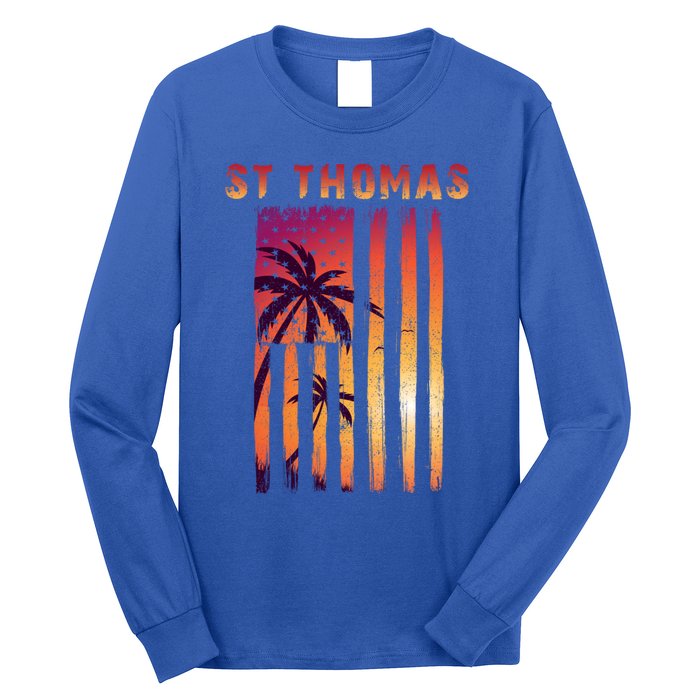 Vintage St Thomas Us Virgin Islands Patriotic Flag Meaningful Gift Long Sleeve Shirt