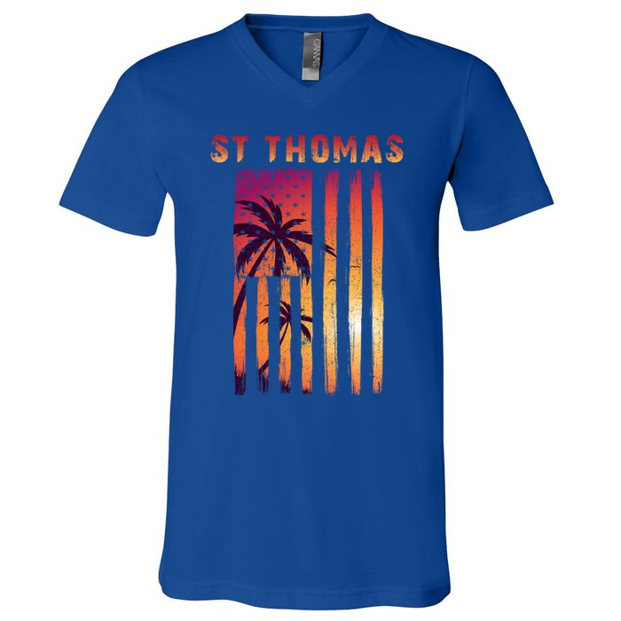 Vintage St Thomas Us Virgin Islands Patriotic Flag Meaningful Gift V-Neck T-Shirt