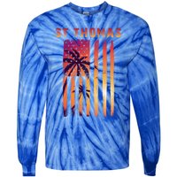 Vintage St Thomas Us Virgin Islands Patriotic Flag Meaningful Gift Tie-Dye Long Sleeve Shirt