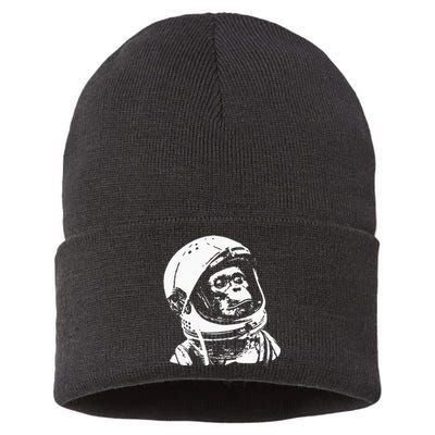 Vintage Space Travel Astronaut Monkey Sustainable Knit Beanie