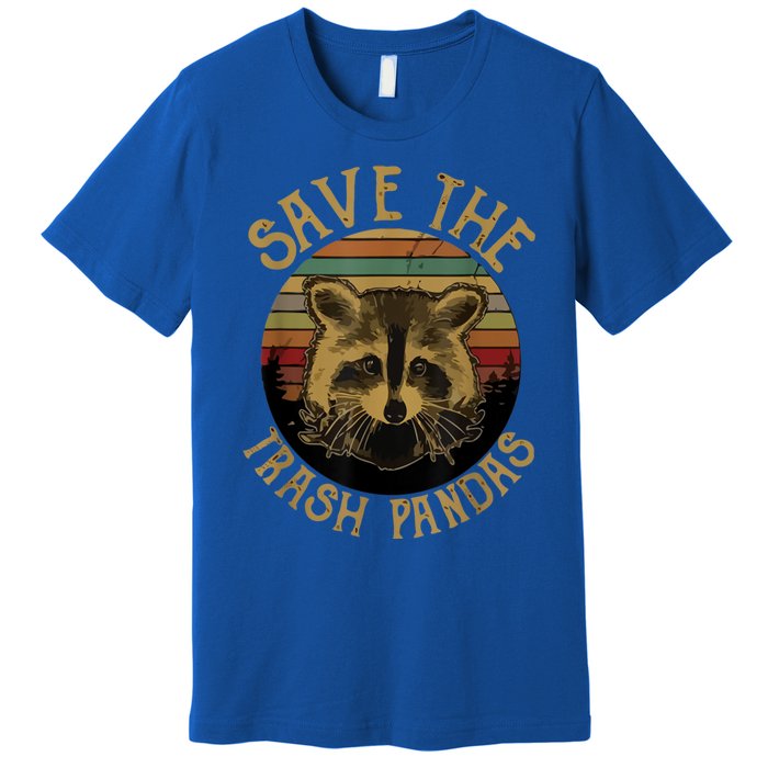 Vintage Save The Trash Pandas Funny Raccoon Animal Gift Premium T-Shirt