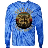 Vintage Save The Trash Pandas Funny Raccoon Animal Gift Tie-Dye Long Sleeve Shirt