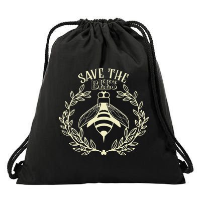 Vintage Save The Bees Honey Beekeeper Environmentalist Drawstring Bag
