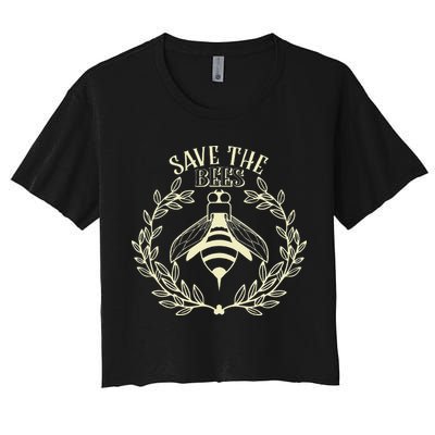 Vintage Save The Bees Honey Beekeeper Environmentalist Crop Top