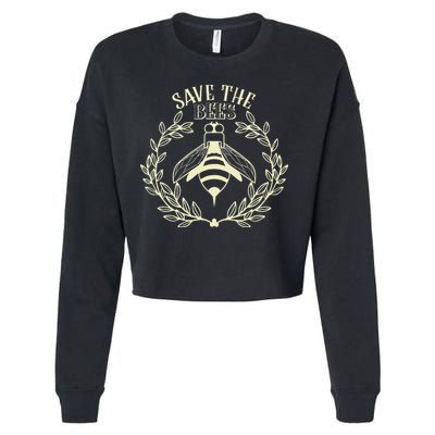 Vintage Save The Bees Honey Beekeeper Environmentalist Cropped Pullover Crew