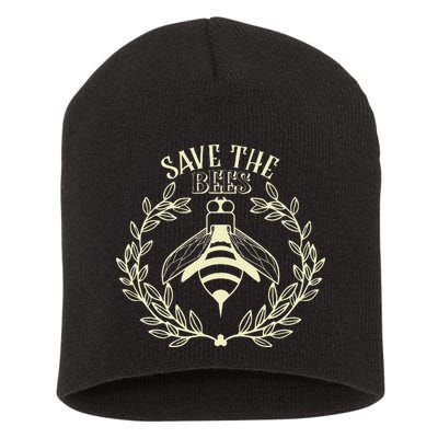 Vintage Save The Bees Honey Beekeeper Environmentalist Short Acrylic Beanie