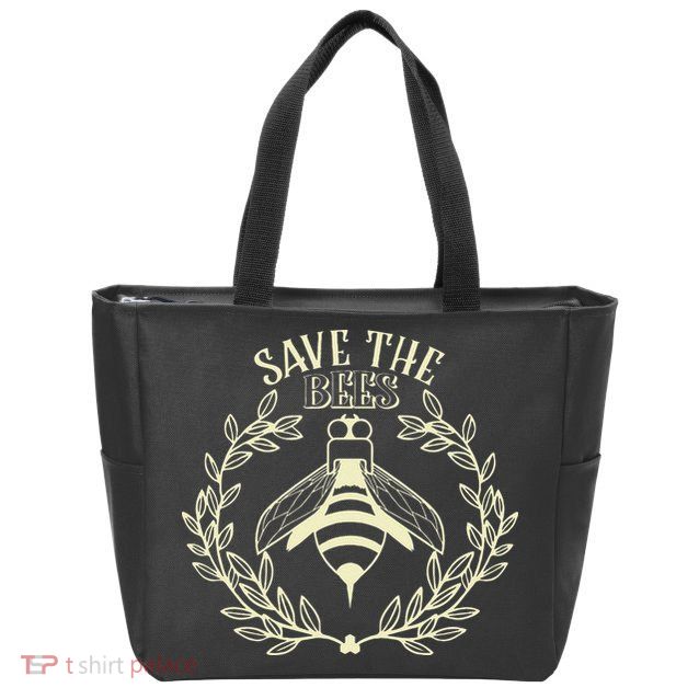 Vintage Save The Bees Honey Beekeeper Environmentalist Zip Tote Bag
