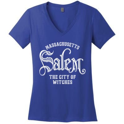 Vintage Salem The City Of Witches Massachusetts Vintage Gift Women's V-Neck T-Shirt