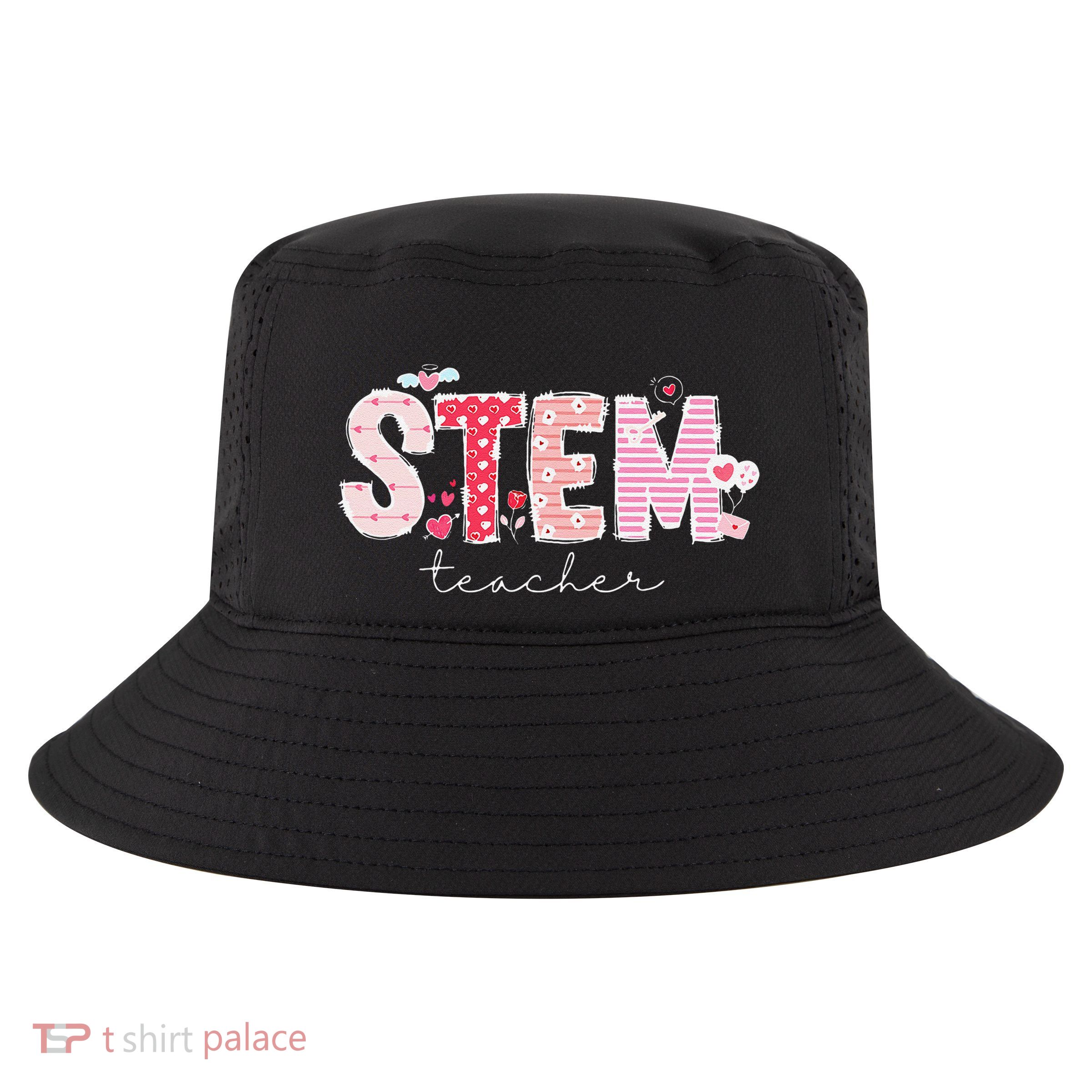 Valentines Stem Teacher Cute Heart Science Technology Math Cool Comfort Performance Bucket Hat