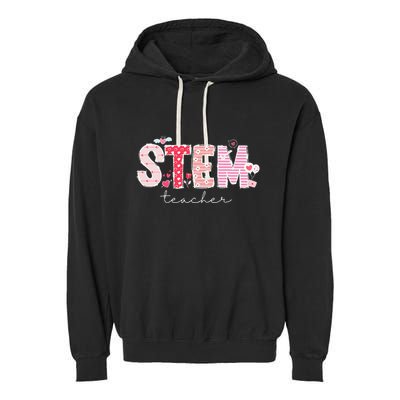 Valentines Stem Teacher Cute Heart Science Technology Math Garment-Dyed Fleece Hoodie
