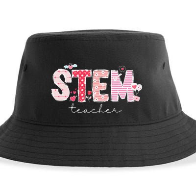 Valentines Stem Teacher Cute Heart Science Technology Math Sustainable Bucket Hat