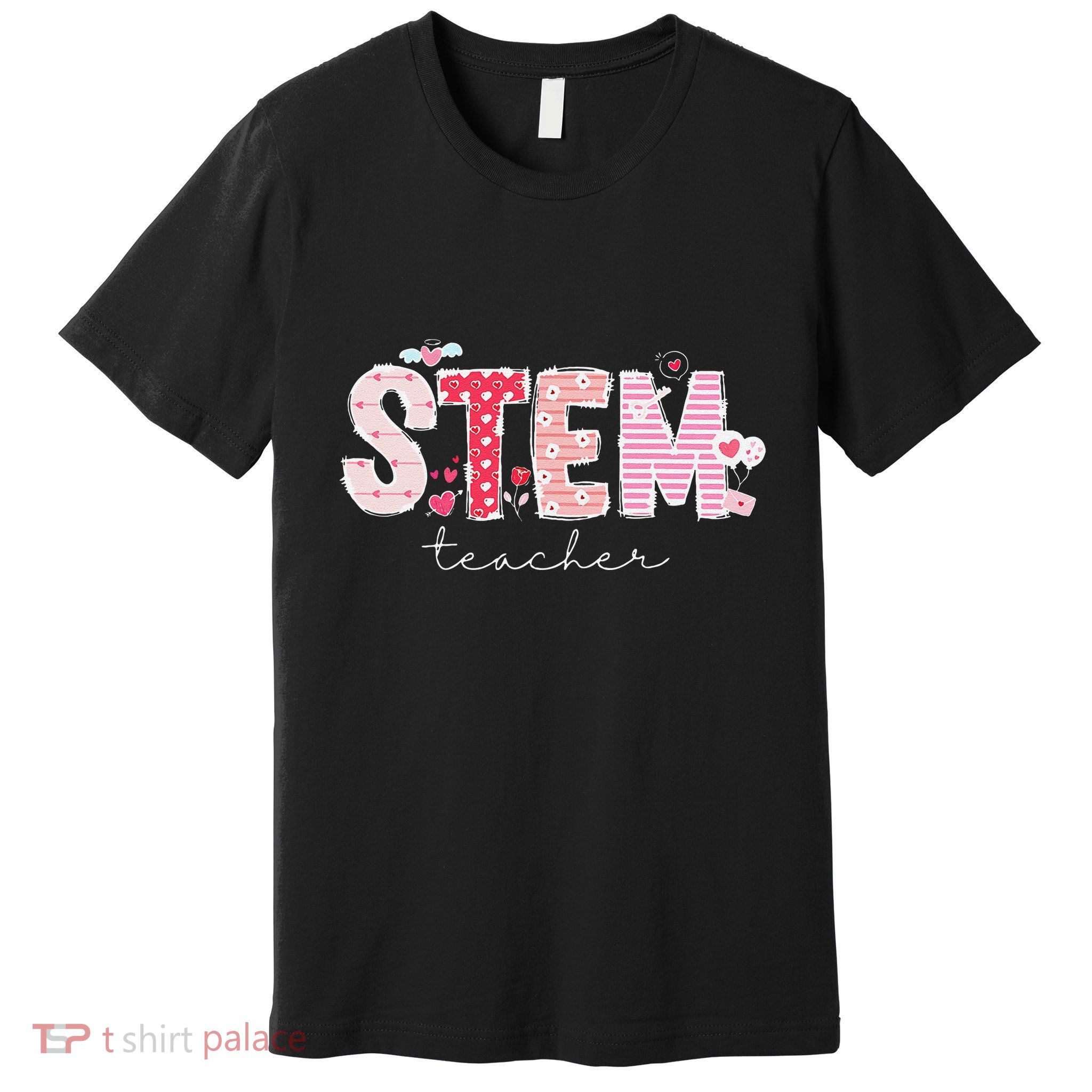 Valentines Stem Teacher Cute Heart Science Technology Math Premium T-Shirt