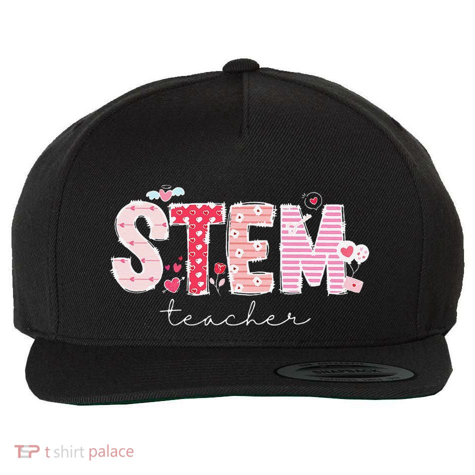 Valentines Stem Teacher Cute Heart Science Technology Math Wool Snapback Cap