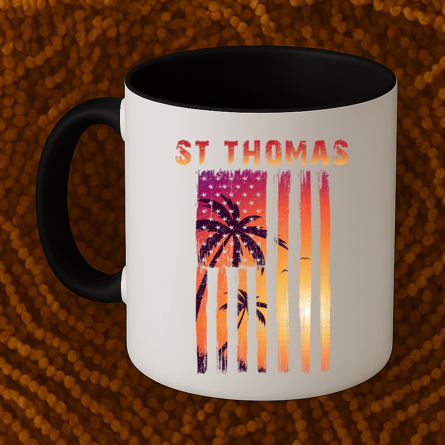 Vintage St Thomas Us Virgin Islands Patriotic Flag Gift Mug