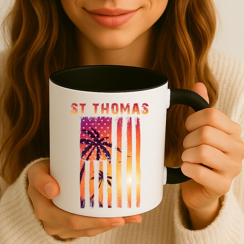 Vintage St Thomas Us Virgin Islands Patriotic Flag Gift Mug