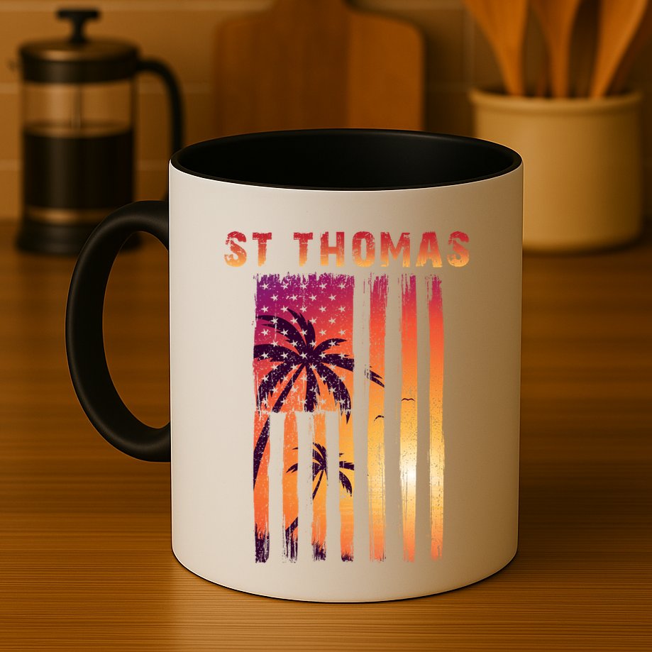 Vintage St Thomas Us Virgin Islands Patriotic Flag Gift Mug