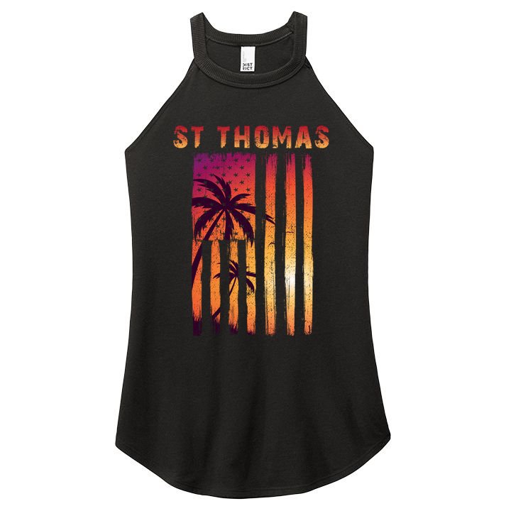Vintage St Thomas Us Virgin Islands Patriotic Flag Gift Women's Perfect Tri Rocker Tank