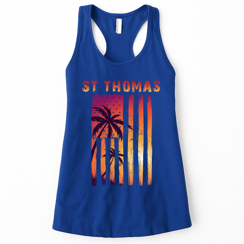 Vintage St Thomas Us Virgin Islands Patriotic Flag Gift Womens Tank Top